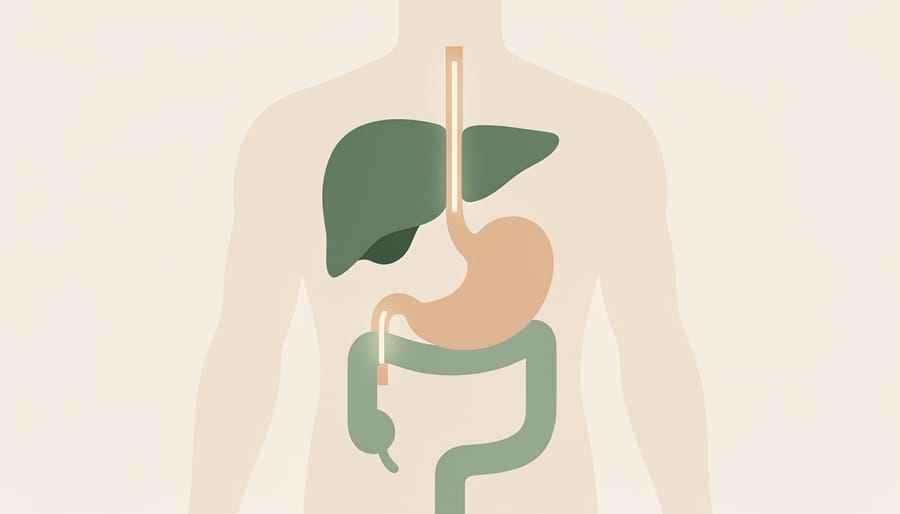 Text-free conceptual image of a human abdomen silhouette representing the digestive system location.